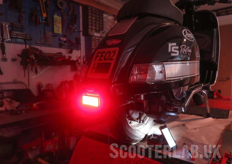 Vespa PX rear bumper with ultra-bright LED stop/tail light