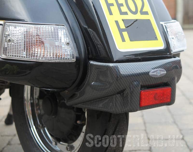 Vespa PX rear bumper with ultra-bright LED stop/tail light